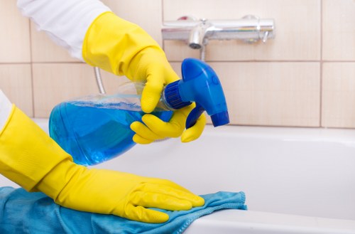 Cleaning team working in a Brompton business property