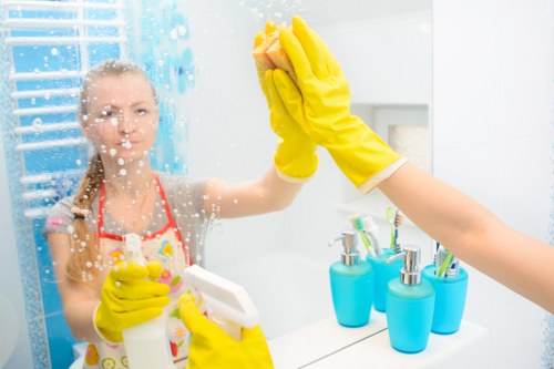 Professional cleaners handling shared commercial spaces in Brompton
